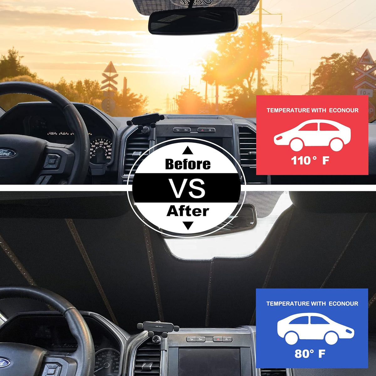 Windshield Sun Shade Pack of 2 for Toyota Corolla U10055