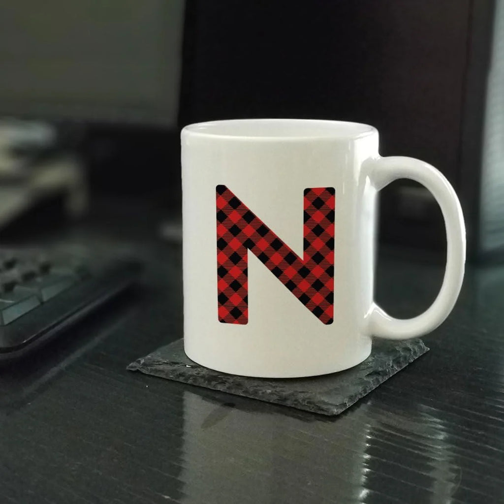 Hot Chocolate Coffee Mug Gift, Red Plaid Initial Letter, 1-Pack, Includes Gift Box W990587