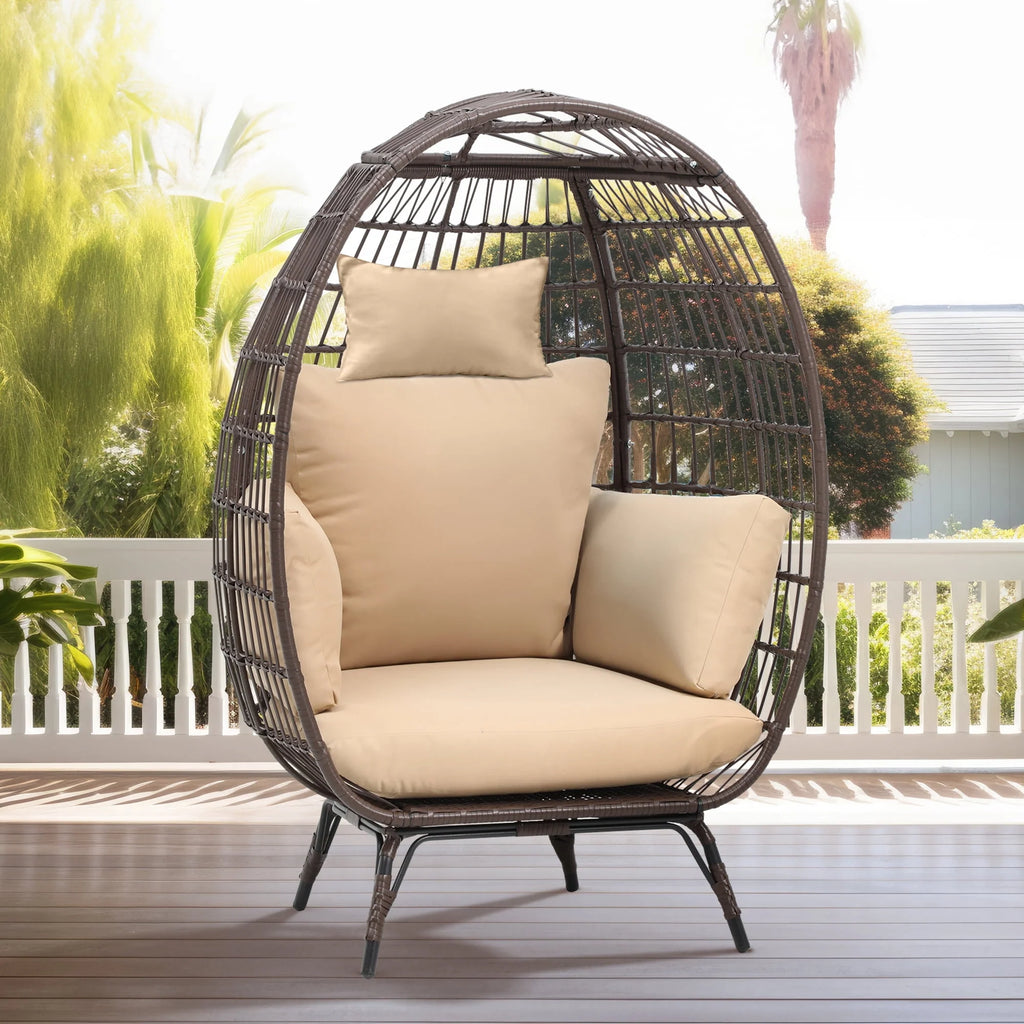 Egg Chair with Cushion Wicker PE Rattan B84379