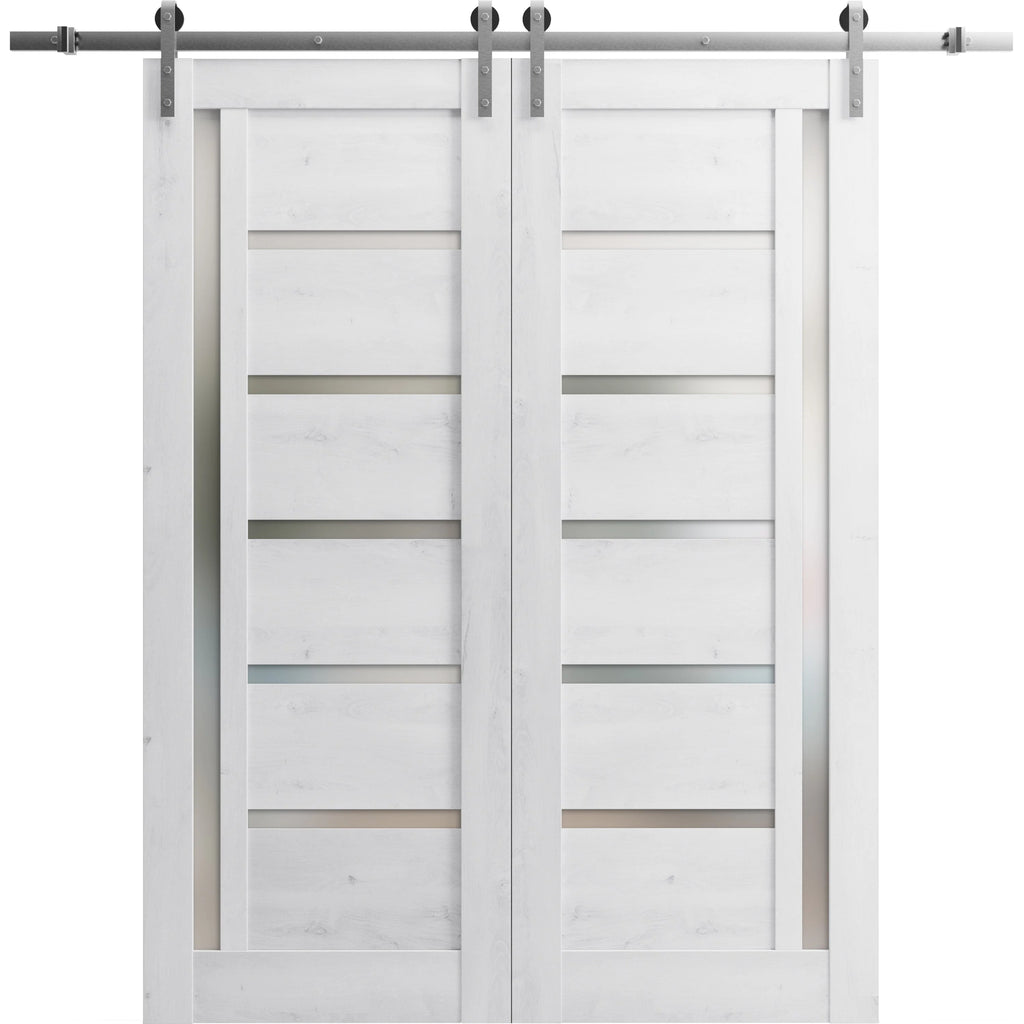 Double Barn Door 36 x 84 inches with Frosted Glass F701