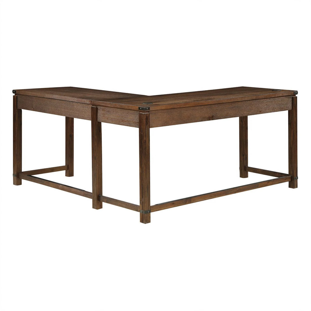 Brushed Walnut Engineered Wood Sit-to-Stand L-Desk Y525765