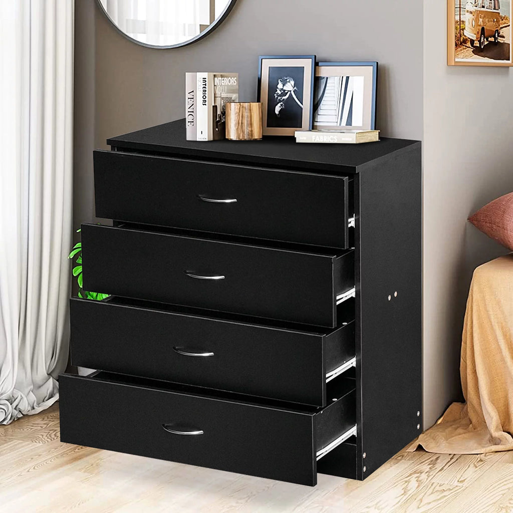 Black 4 Drawer Wood Dresser B741