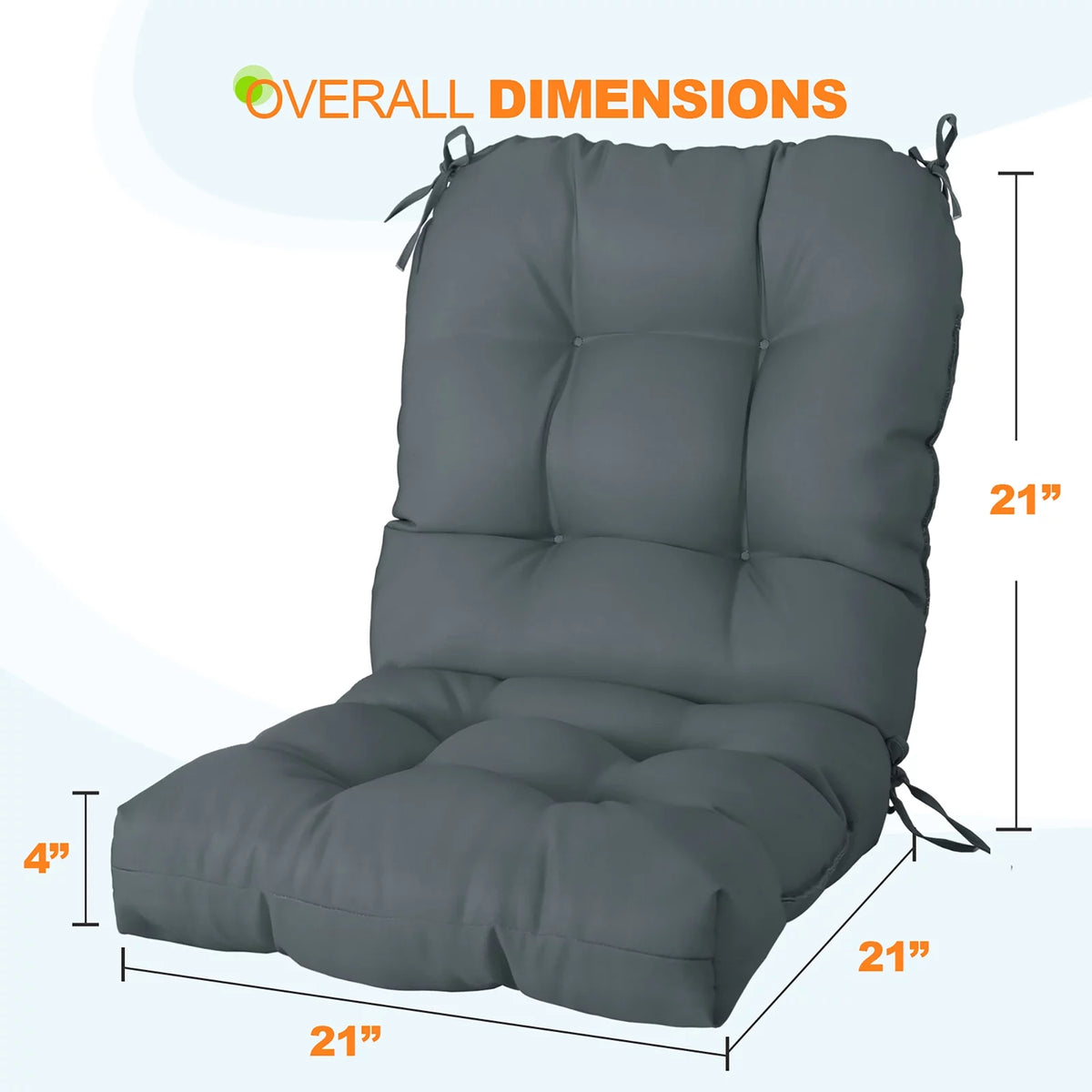 Tufted Outdoor Indoor Chair Cushion Set of 2 X777807