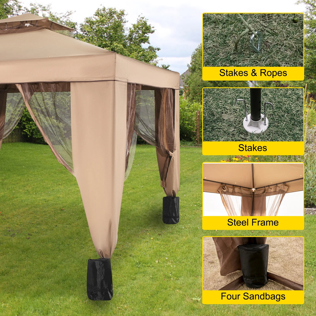 Gold and Brown Pop-up Gazebo W103