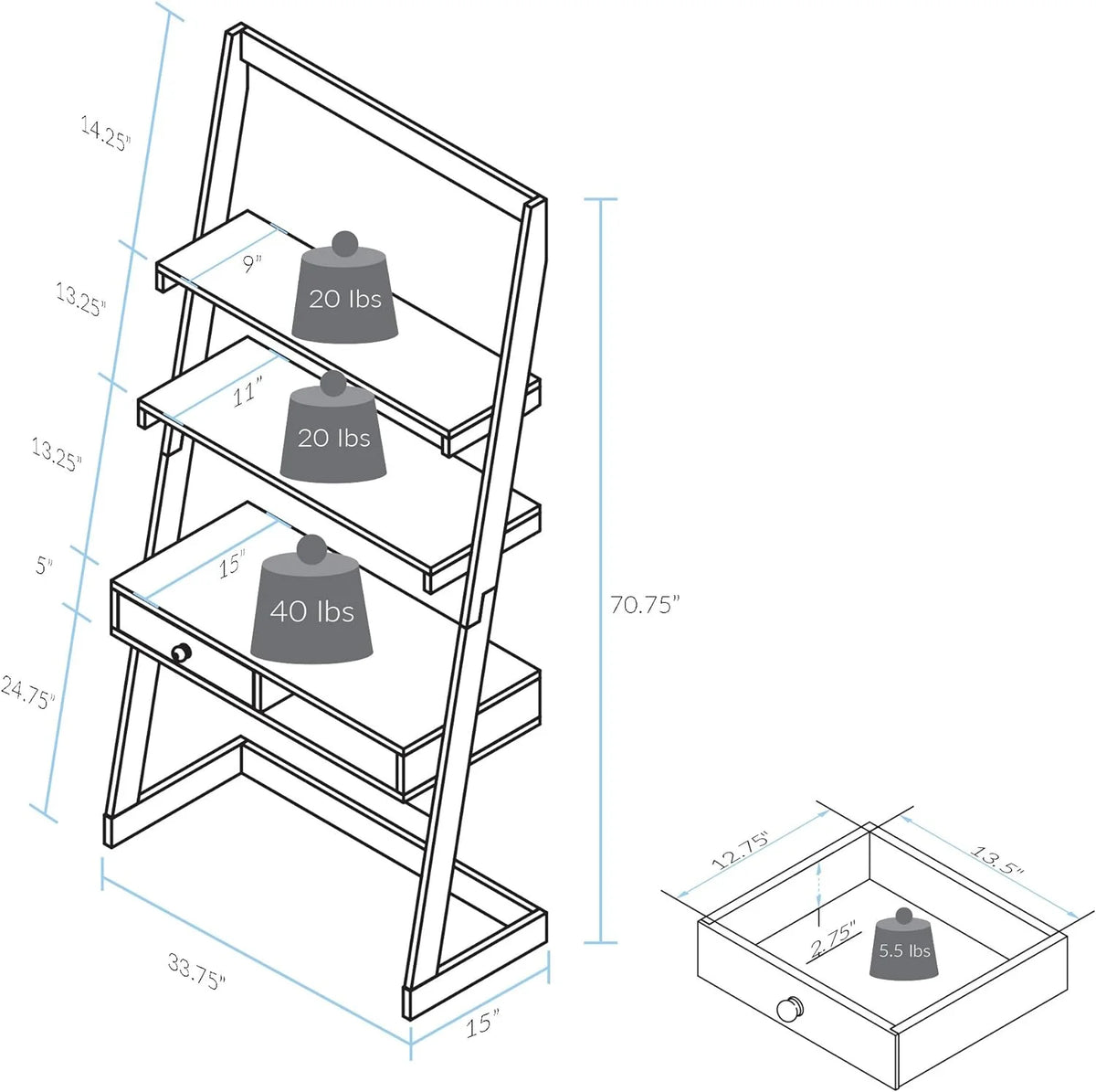 Ladder Desk with Drawer W89800