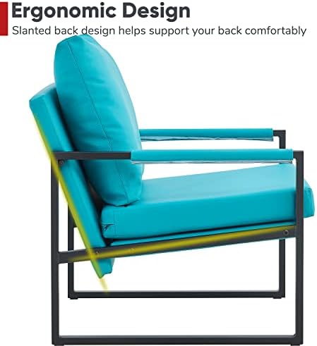 White PU Leather Accent Chair with Metal Frame C608