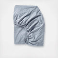 Organic Crinkled Percale Fitted Sheet Twin Steel Blue I368