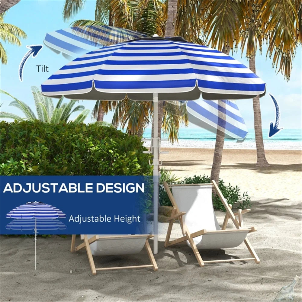 Striped Outdoor Beach Umbrella Parasol H321