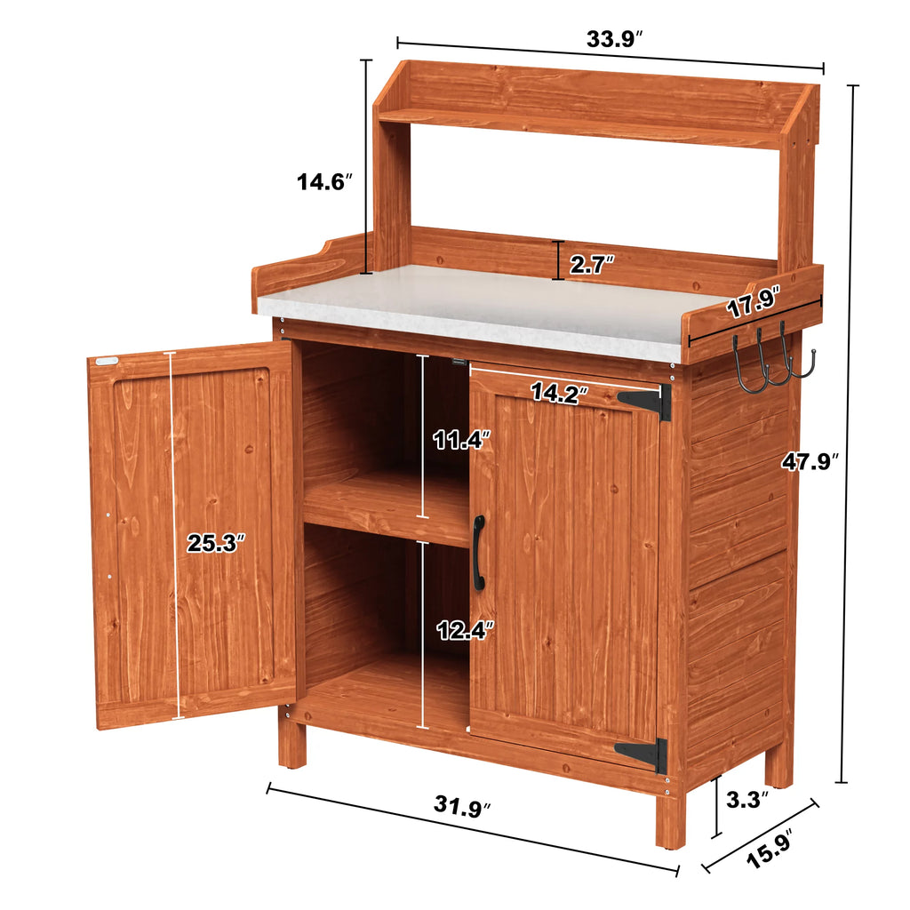 Galvanized Steel Potting Bench with Storage E1554