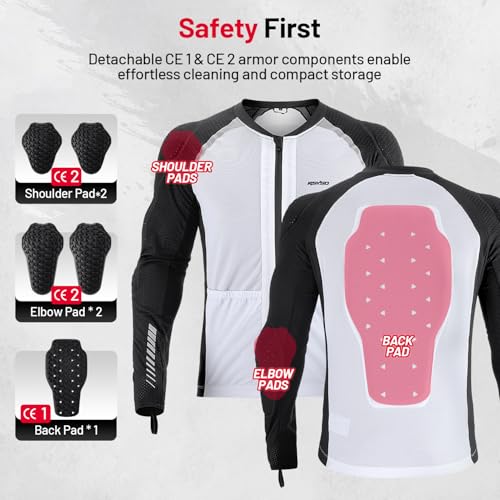 Armored Motorcycle Shirt with CE Certified Protective Mesh and Reflective Strips R91087