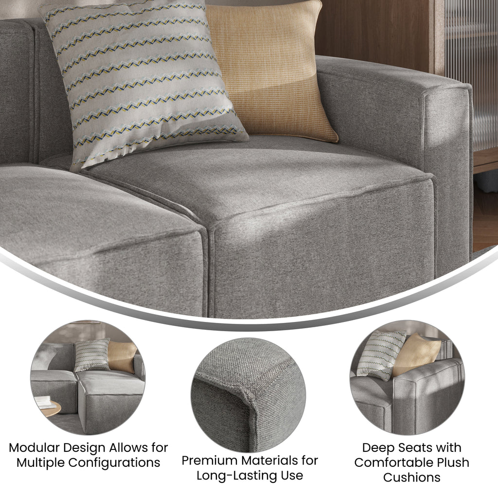 Gray Modular Sectional Sofa with Arm Rest U278