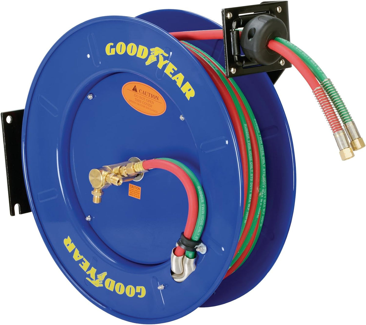 Retractable Twin Oxygen Acetylene Rubber Hose Reel, 1/4" x 50', 300PSI B117887