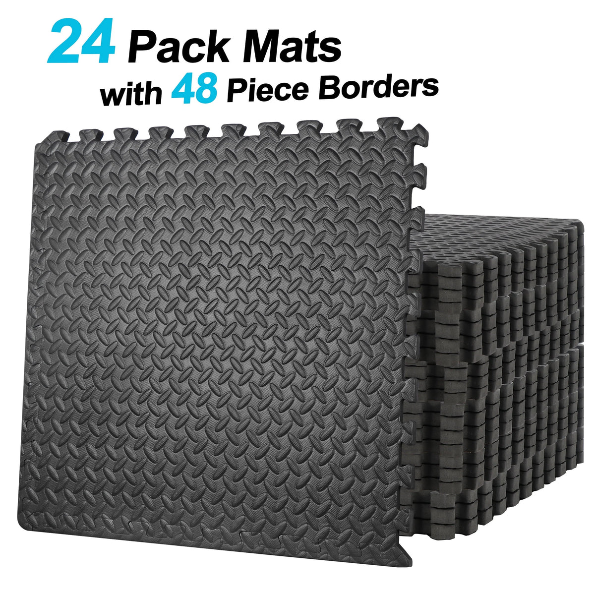 24 Pc Interlocking EVA Foam Exercise Mat 3/4'' Black R8010