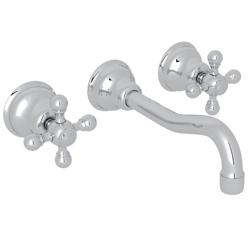Polished Chrome Wall Mount Widespread Lavatory Faucet K321