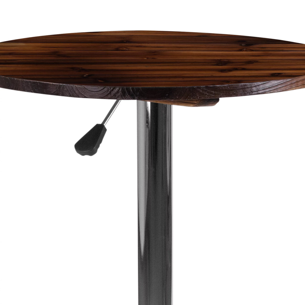 Round Adjustable Height Rustic Pine Wood Table A97231