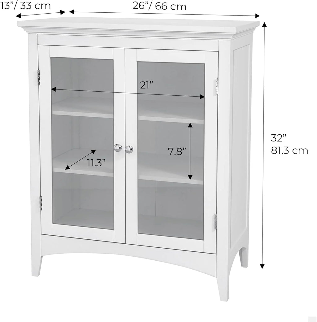 White 2-Door Wooden Floor Cabinet with Adjustable Shelves T569587