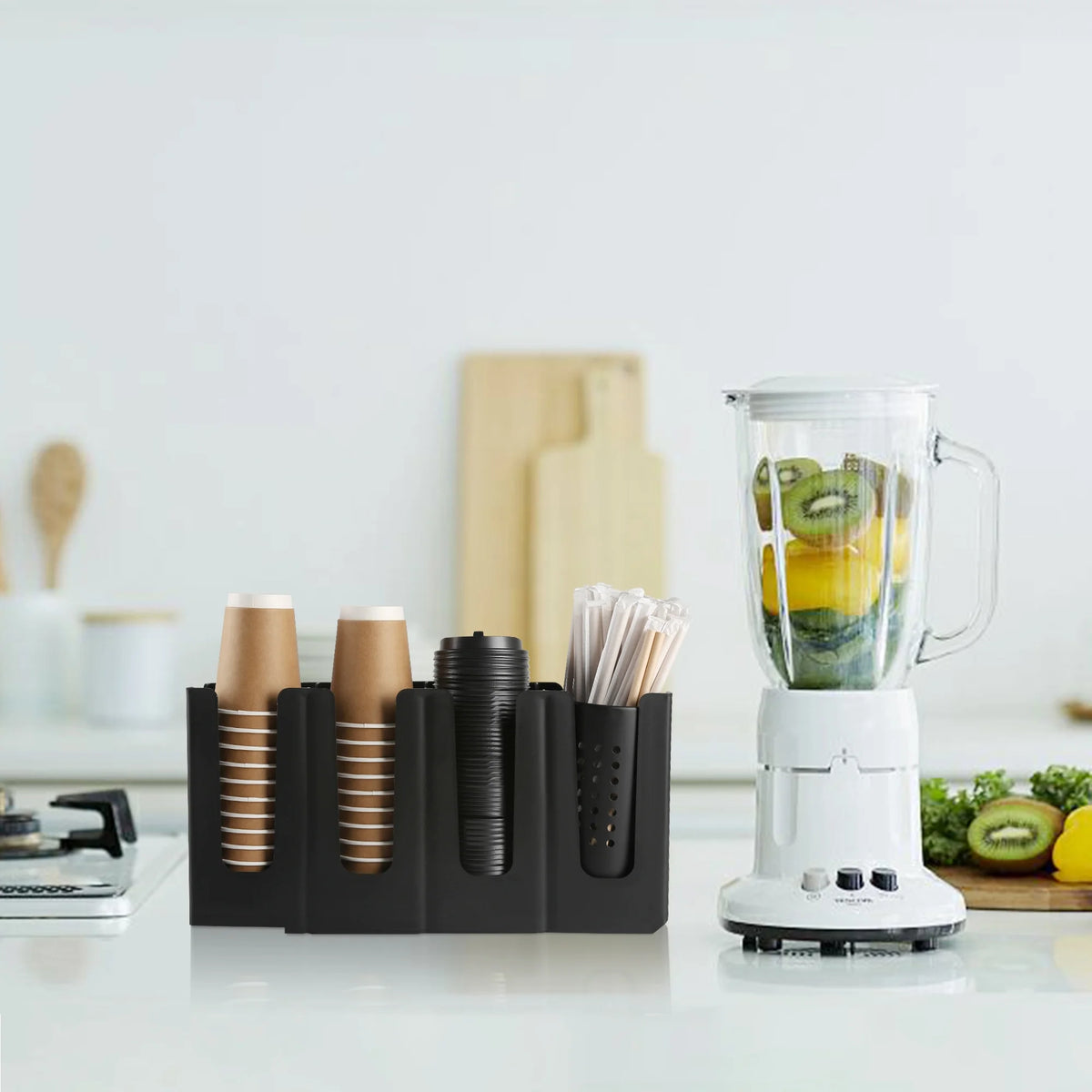Paper Cup and Lid Holder with Straw Organizer T348876