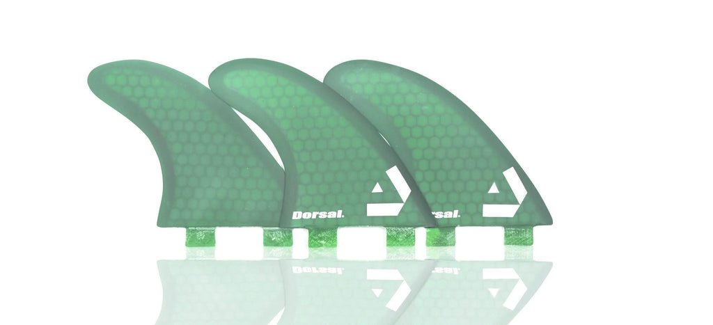 Hexcore Thruster Surfboard Fins Set of 3 Green H8823