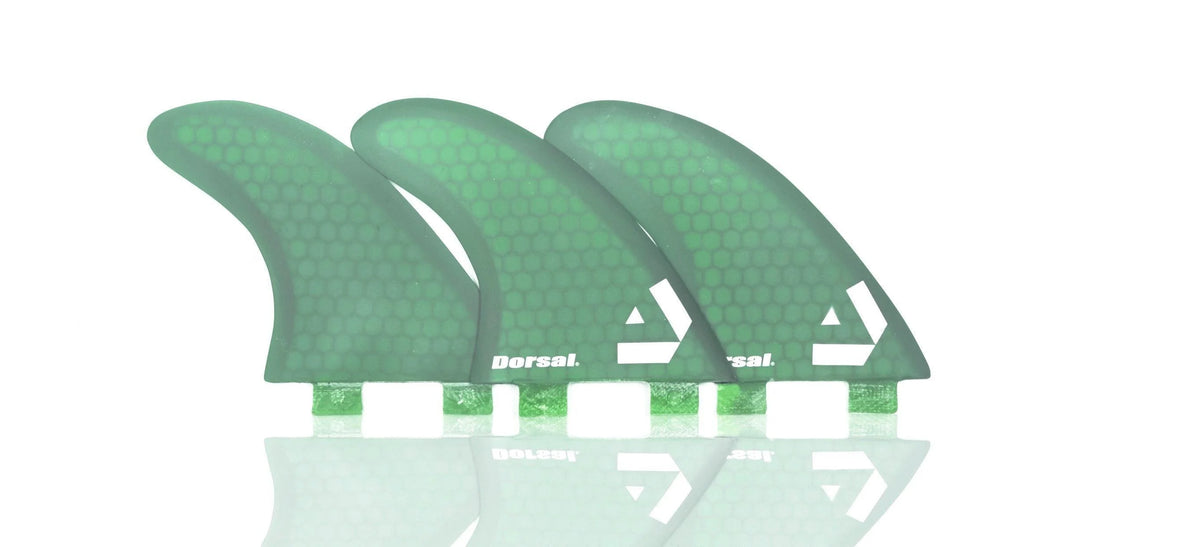 Hexcore Thruster Surfboard Fins Set of 3 Green H8823