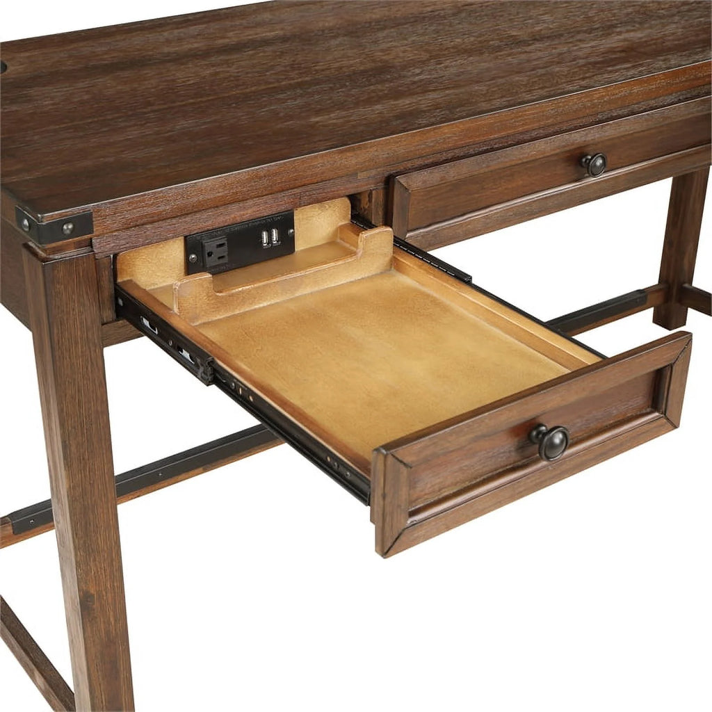Brushed Walnut Engineered Wood Sit-to-Stand L-Desk Y525765
