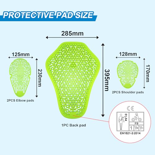 CE Level 1 Back Armor Protector Pad, CE Level 2 Elbow and Shoulder Armor Pads Set T690092