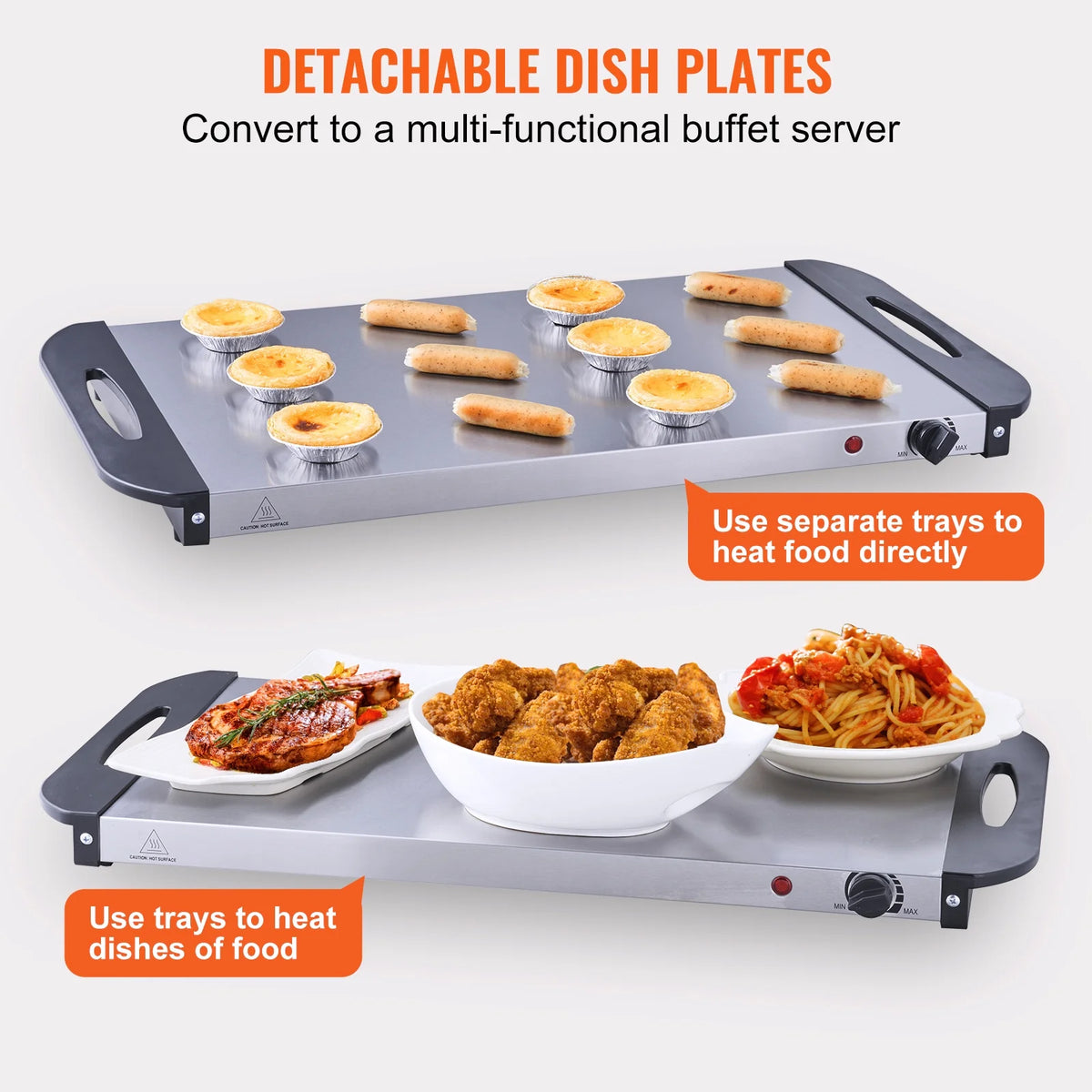 Electric Food Buffet Server with 3 Stainless Steel Warming Pan Q75946