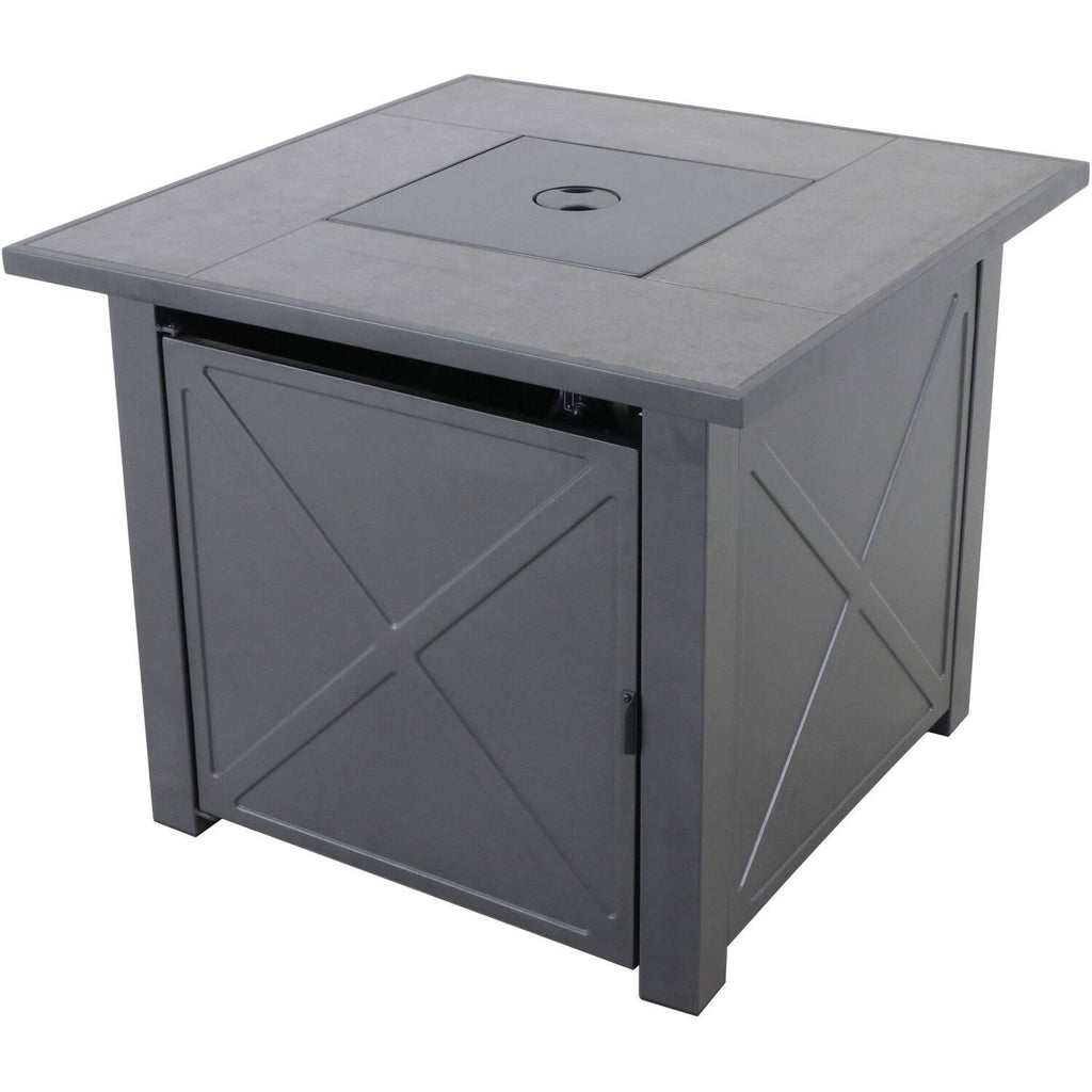 GAS Fire Pit with Tile Top and Light Gray Lava Rocks N8707