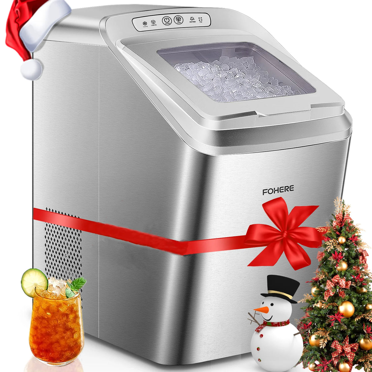 White Stainless Steel Nugget Ice Maker J357