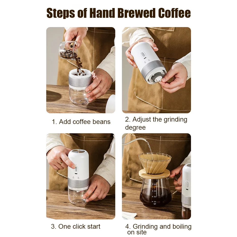 Portable Electric Burr Coffee Grinder 13W 200ml USB Rechargeable Adjustable O737038