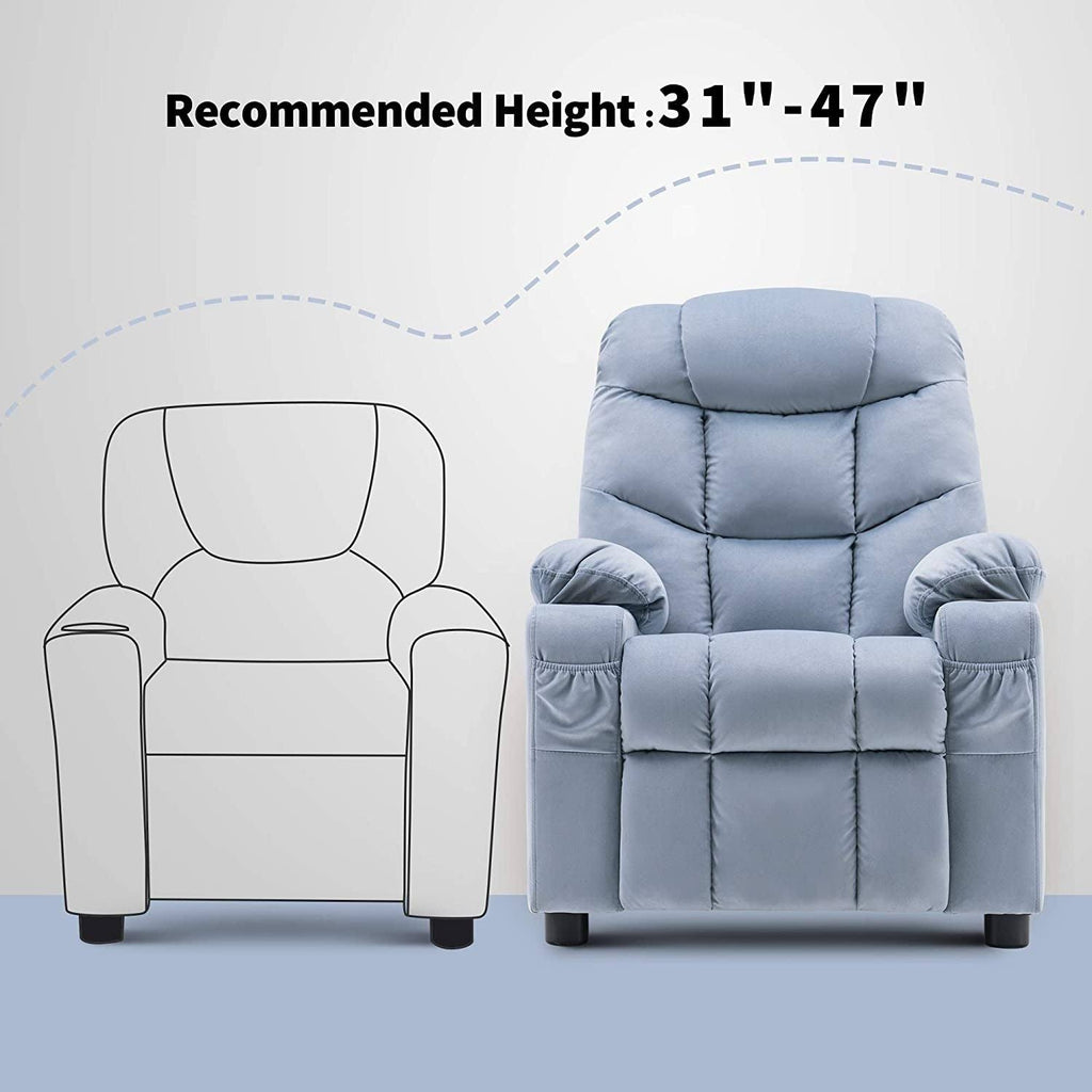 Velvet Recliner Chair with Cup Holders T958151