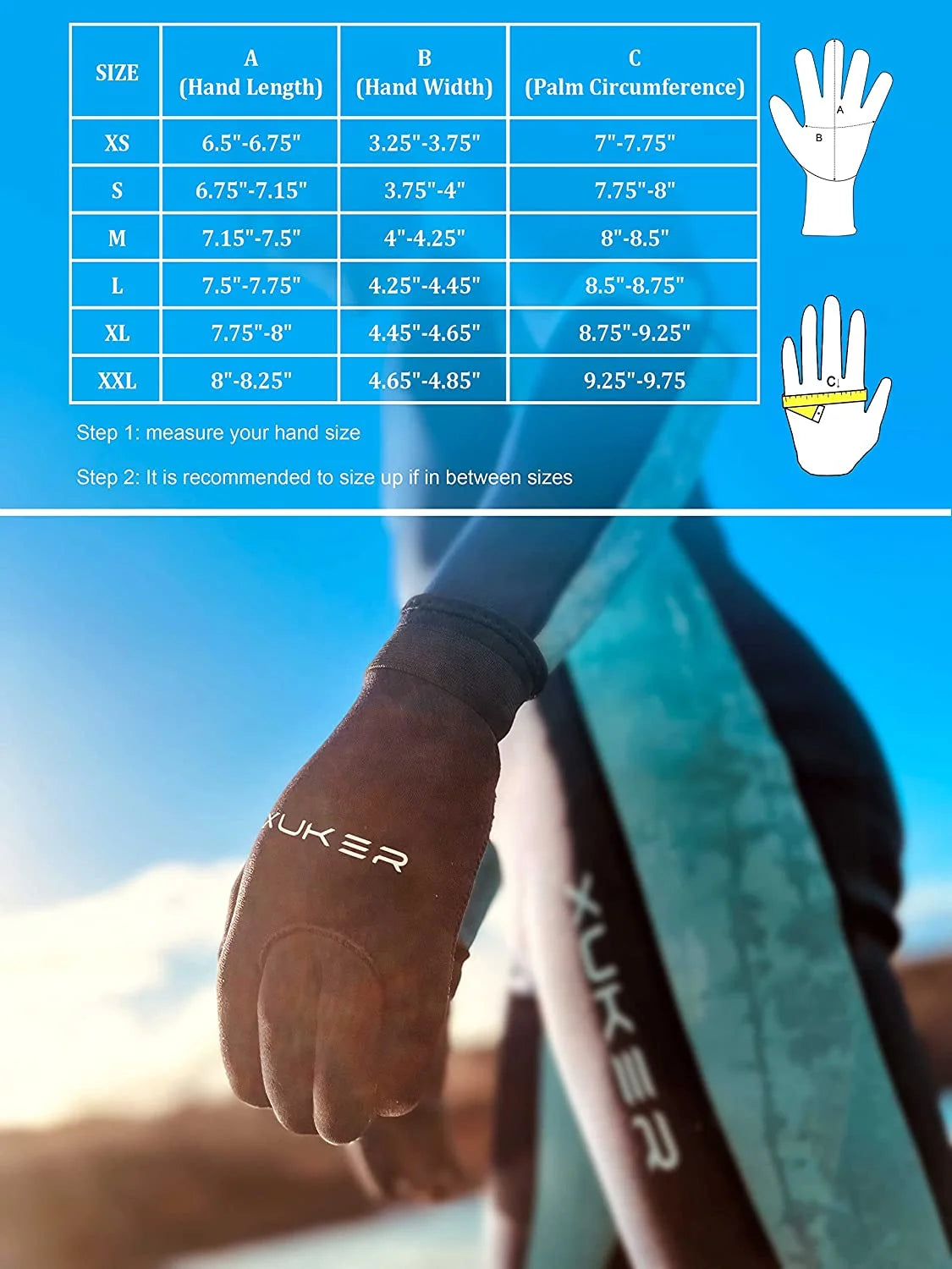 3mm & 5mm Neoprene Five Finger Wetsuit Gloves Z4837