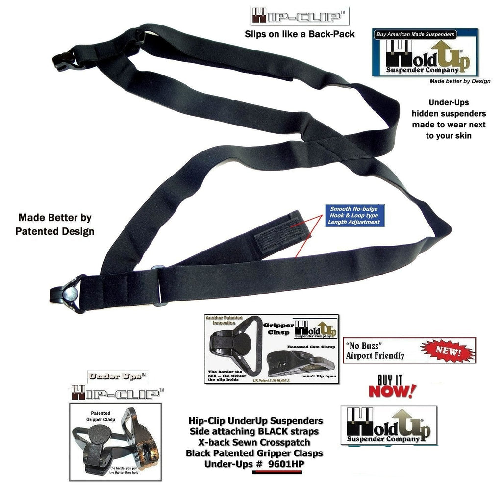 All Black Hip Clip Suspenders K1652