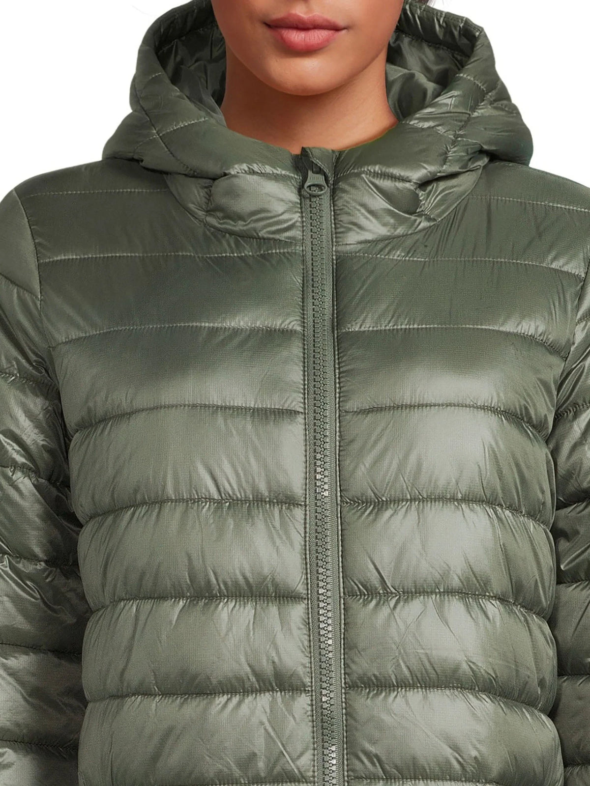 Women's Hooded Mid Length Puffer Jacket D640812