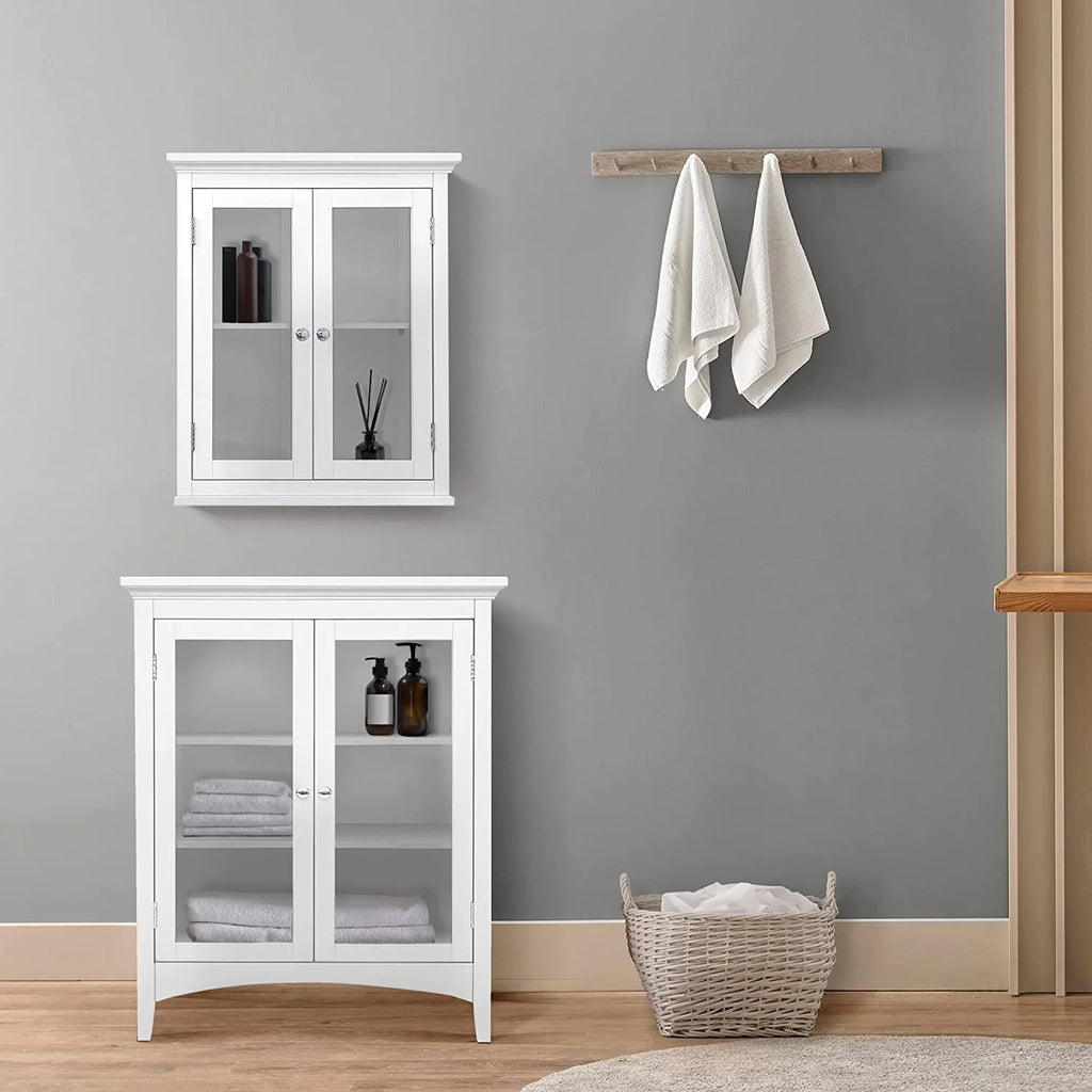 White 2-Door Wooden Floor Cabinet with Adjustable Shelves T569587