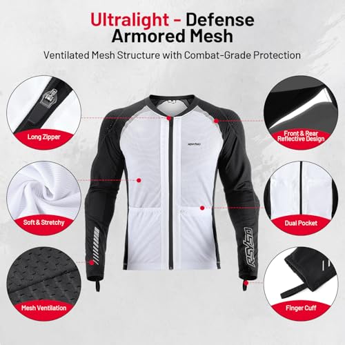 Armored Motorcycle Shirt with CE Certified Protective Mesh and Reflective Strips R91087