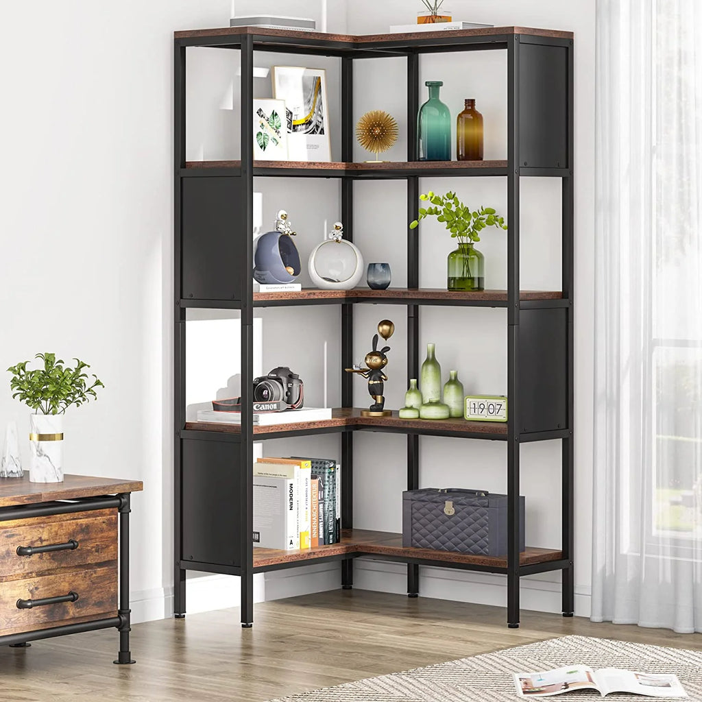 5-Tier L-Shaped Corner Bookshelf F295