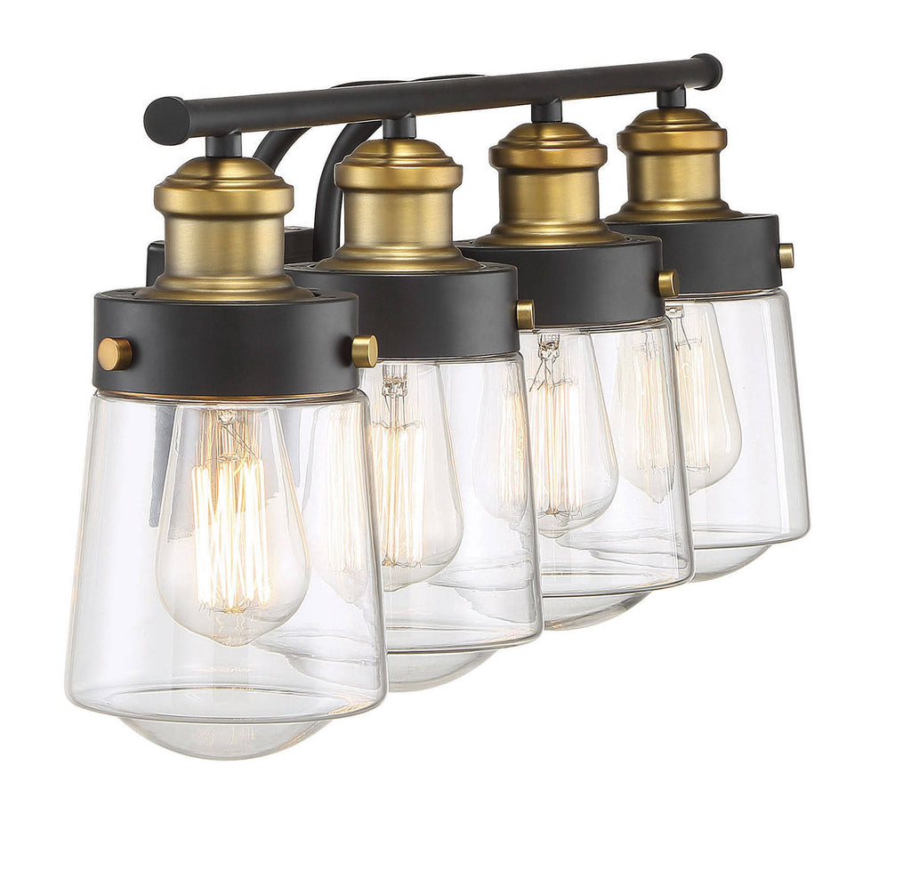 Vintage Black with Warm Brass 4 Light Bath V8881