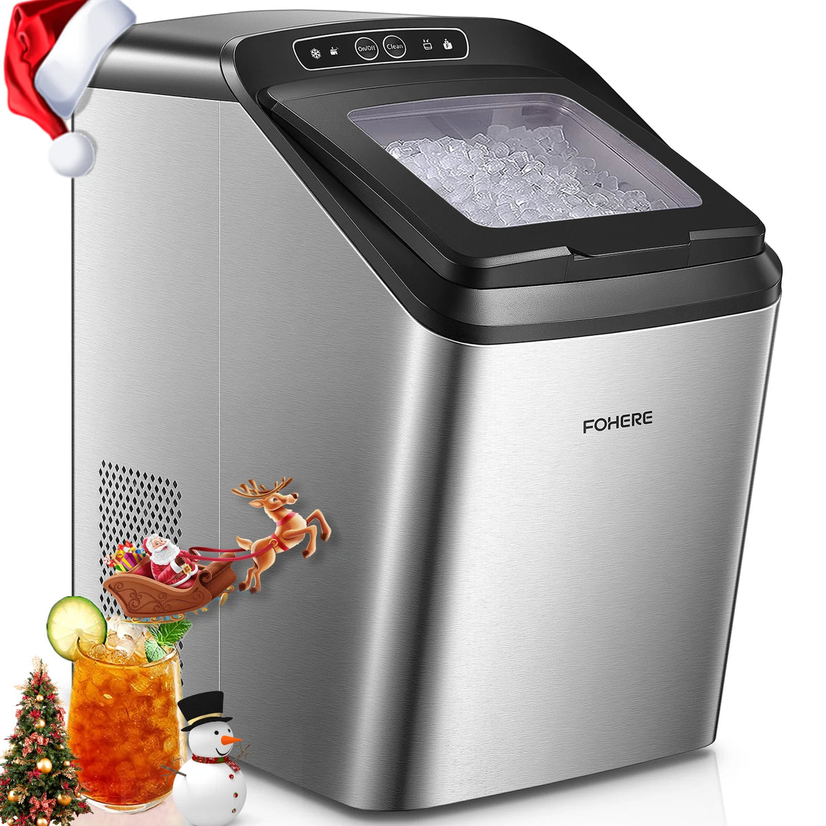 White Stainless Steel Nugget Ice Maker J357