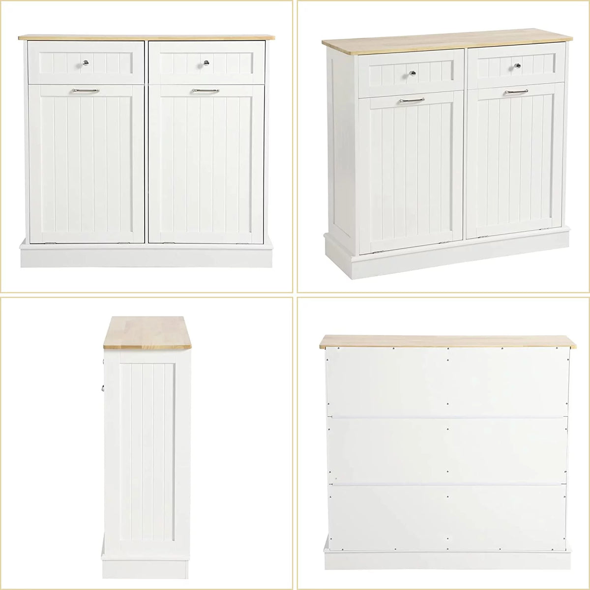 White Double Tilt Out Trash Cabinet with Drawer G638795