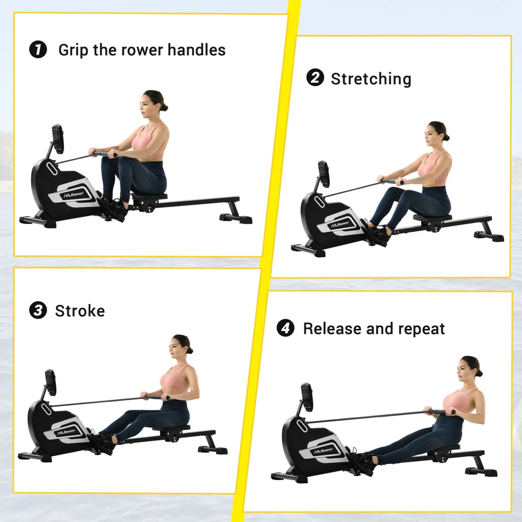 Magnetic Folding Rowing Machine with 14 Level Resistance and LCD Monitor A60271