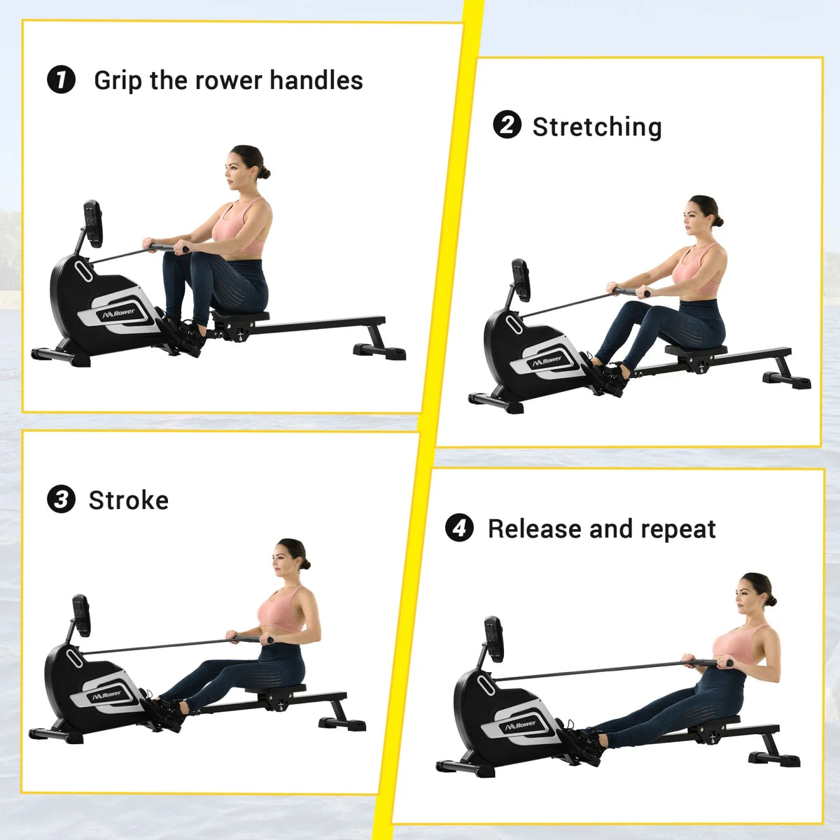Magnetic Folding Rowing Machine with 14 Level Resistance and LCD Monitor A60271