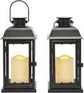 Red Outdoor Lanterns with Solar Candles, 11 Inch Tall, Set of 2, Waterproof Metal J516855