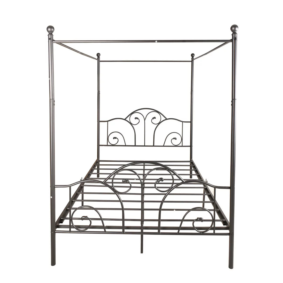 Vintage White Full Size Metal Canopy Bed Frame O2978