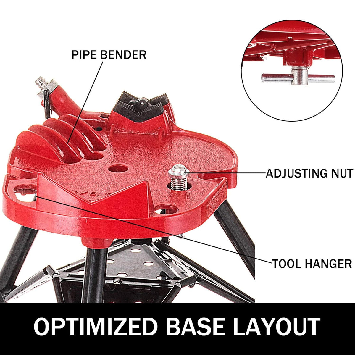 Tripod Pipe Chain Vise with Pipe Stand, Portable Foldable Steel Legs, Tool Tray W5340