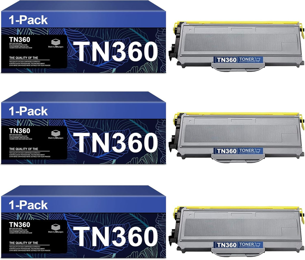 TN360 Toner Cartridge Compatible Replacement for Brother Printer (3-Pack, Black) I16252