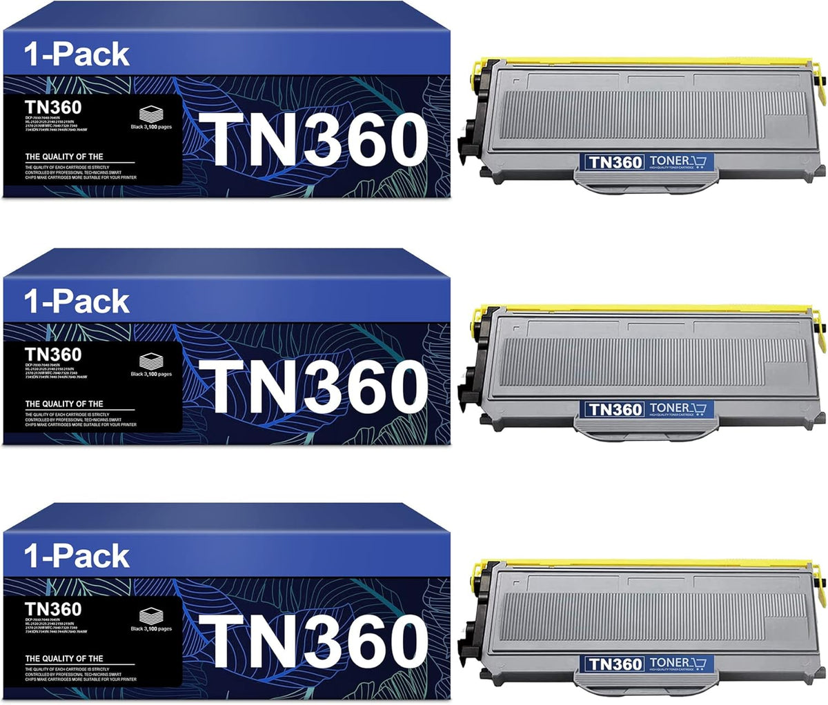 TN360 Toner Cartridge Compatible Replacement for Brother Printer (3-Pack, Black) I16252