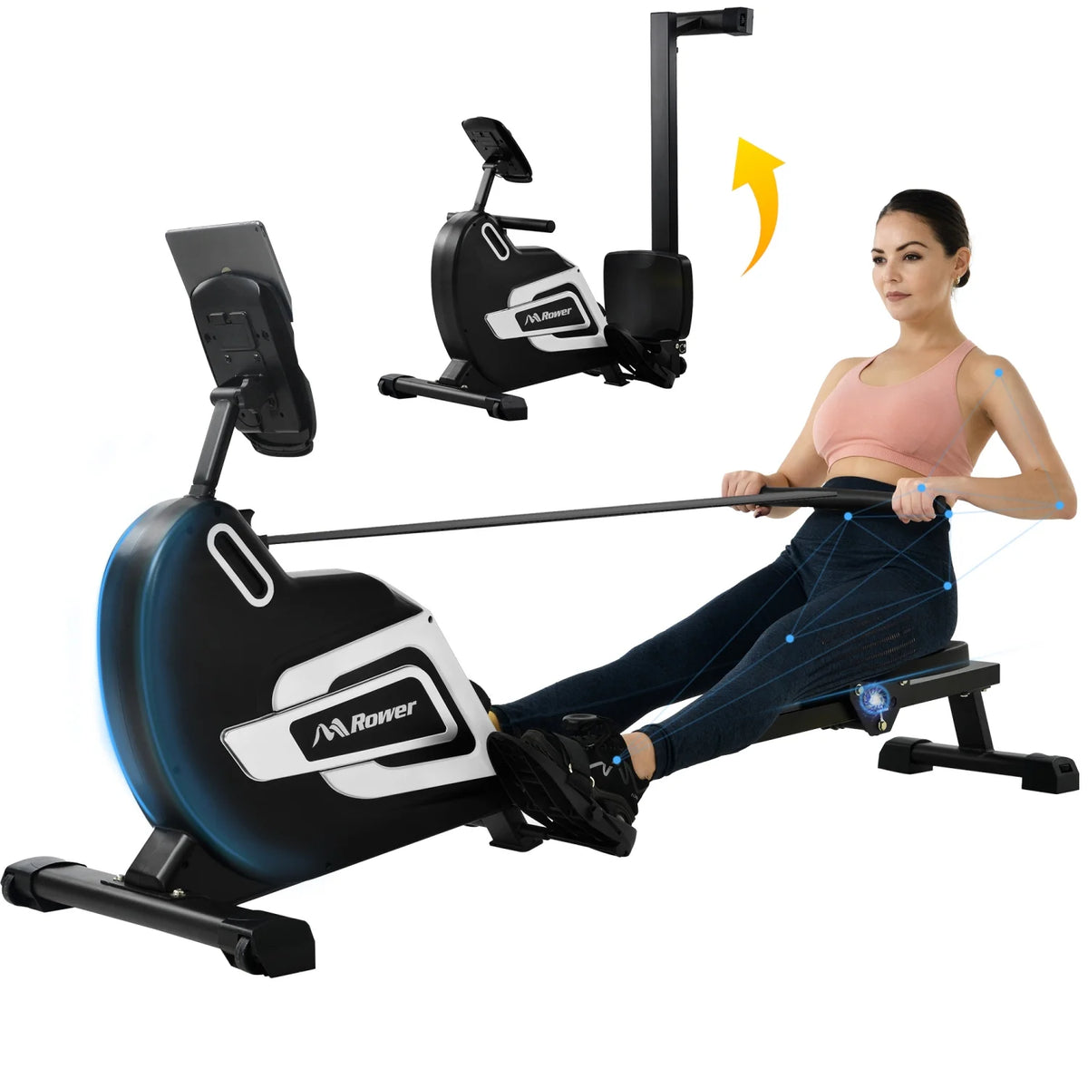 Magnetic Folding Rowing Machine with 14 Level Resistance and LCD Monitor A60271