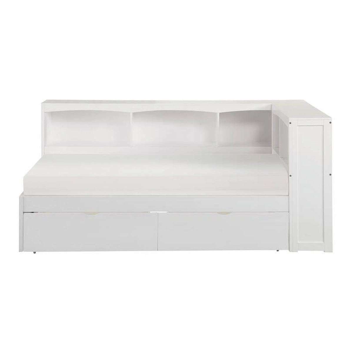 White 5-Shelf Wood Twin Corner Bed E29889