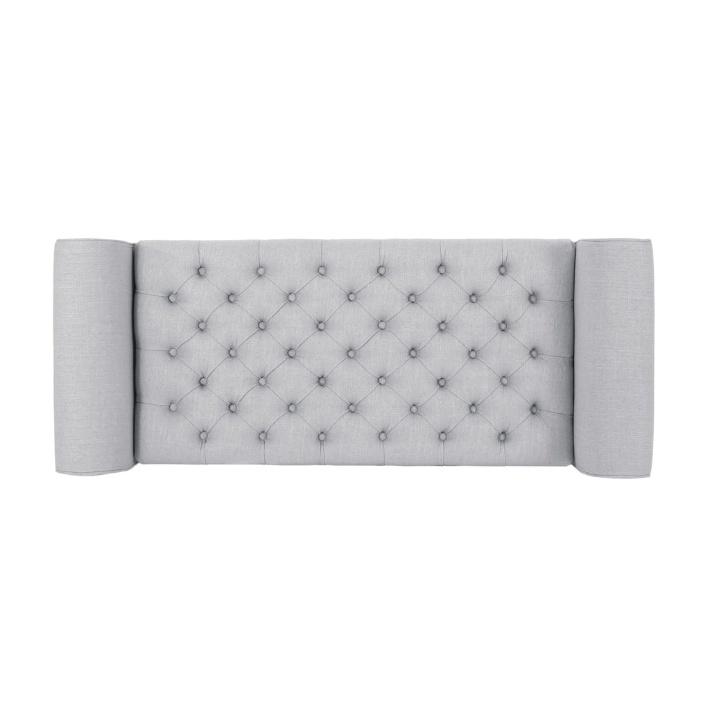 Light Gray and Dark Brown Fabric Storage Ottoman Bench D187402