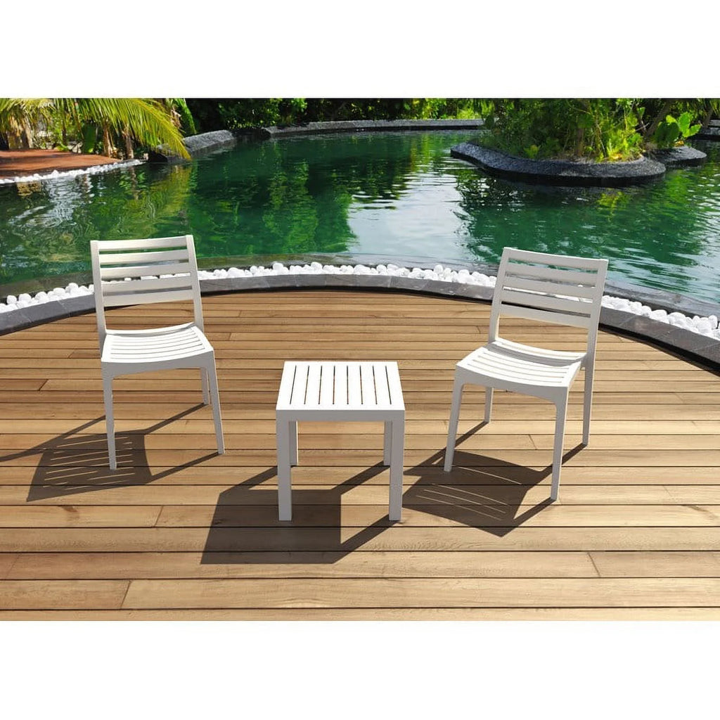 2 Piece White Resin Patio Side Table Set T11709